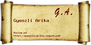 Gyeszli Arika névjegykártya